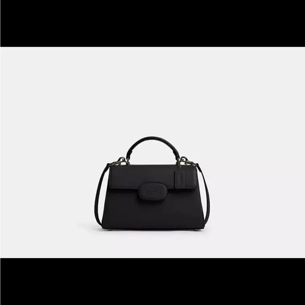 Coach Black Leather Top-Handle Satchel - Picture 5 of 8